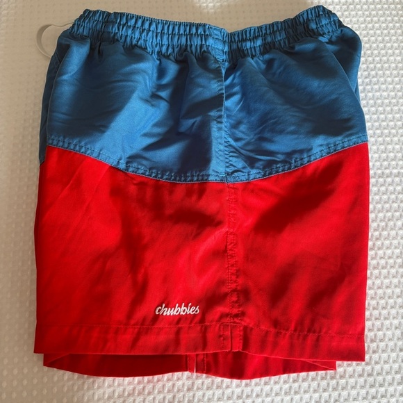 Chubbies Swim Trunks Mens Shorts Blue Red Colorblock Pool Beach Medium - Picture 3 of 7
